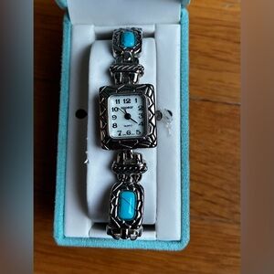Stainless Steel/Silver and Turquoise Women's Watch